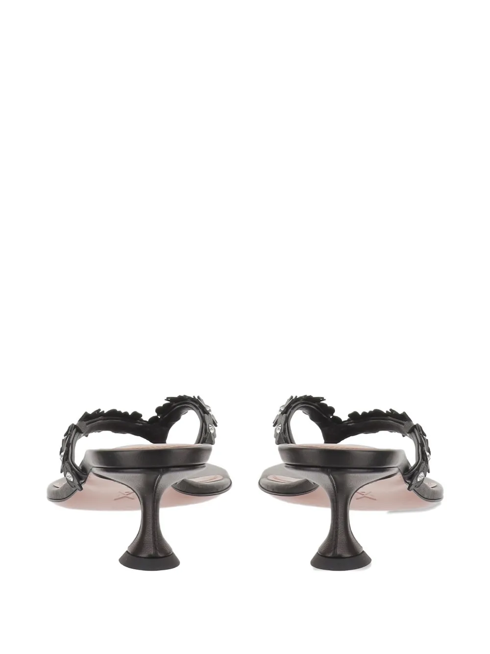 Amina Muaddi Janis floral-appliqué sandals Zwart