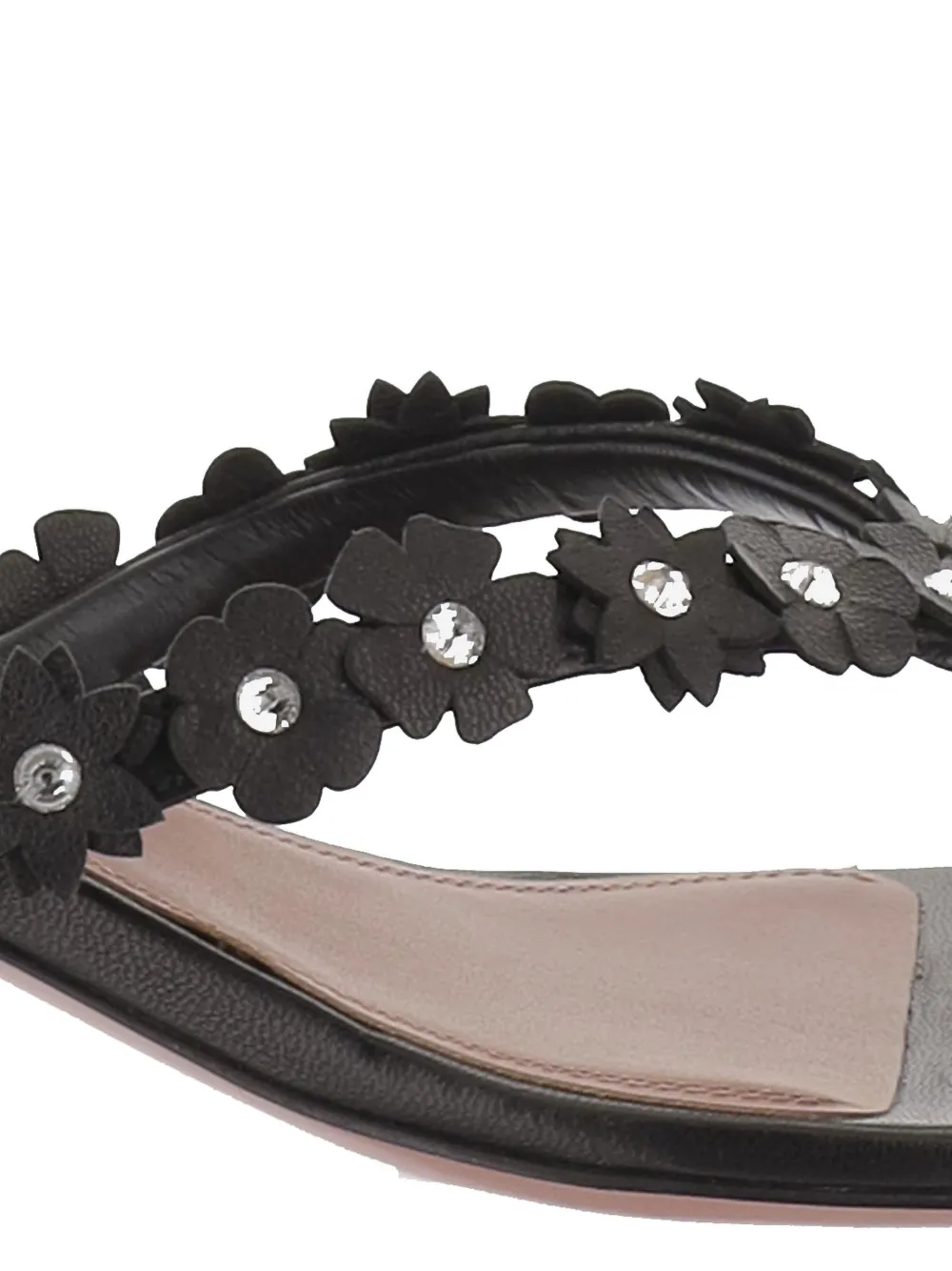 Amina Muaddi Janis floral-appliqué sandals Zwart