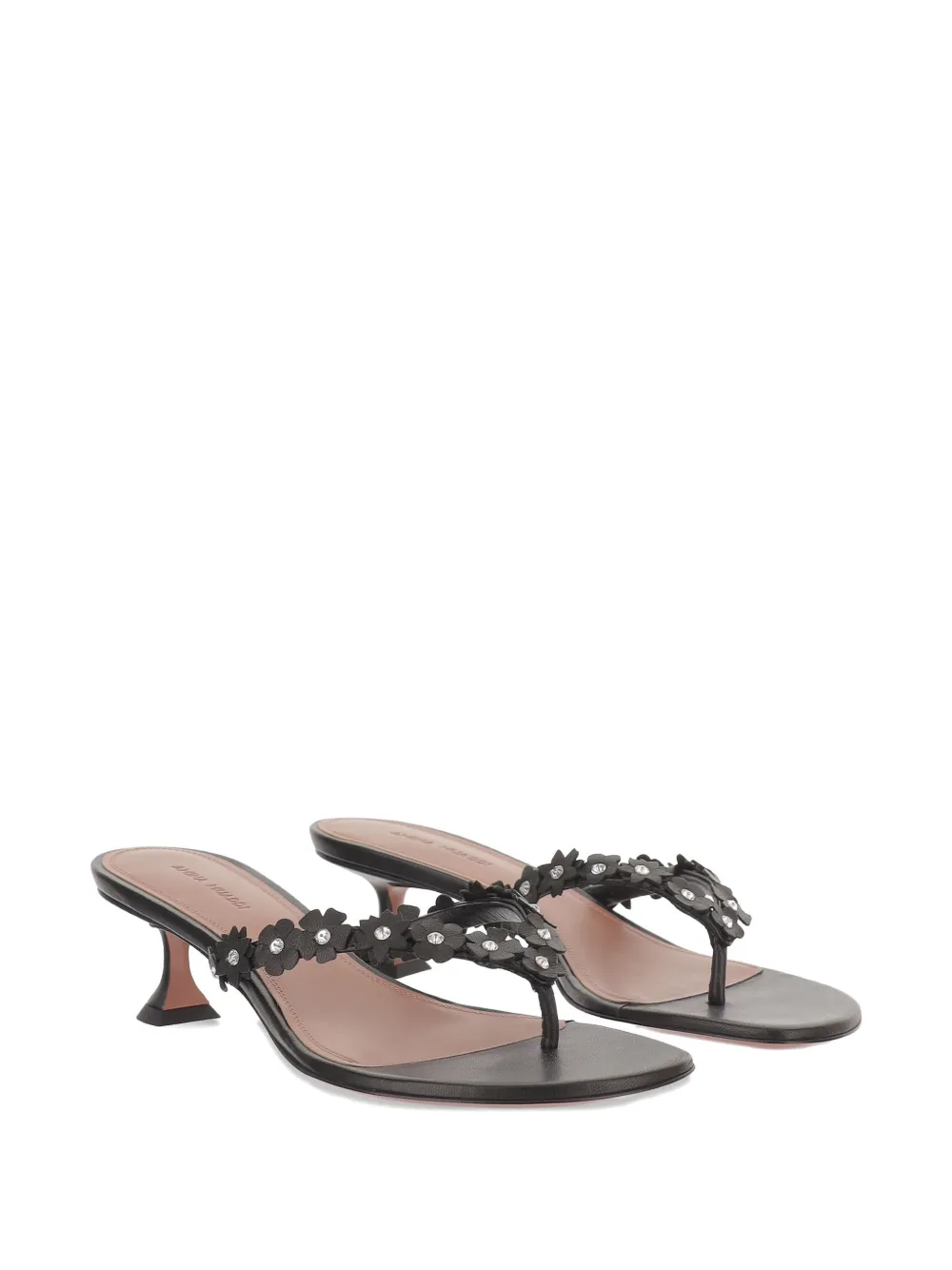 Amina Muaddi Janis floral-appliqué sandals Zwart
