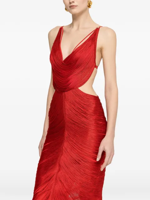 NISSA backless fringed midi dress