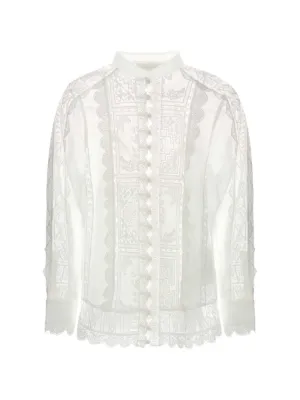 ZIMMERMANN フローラルレース ブラウス | ホワイト | FARFETCH JP