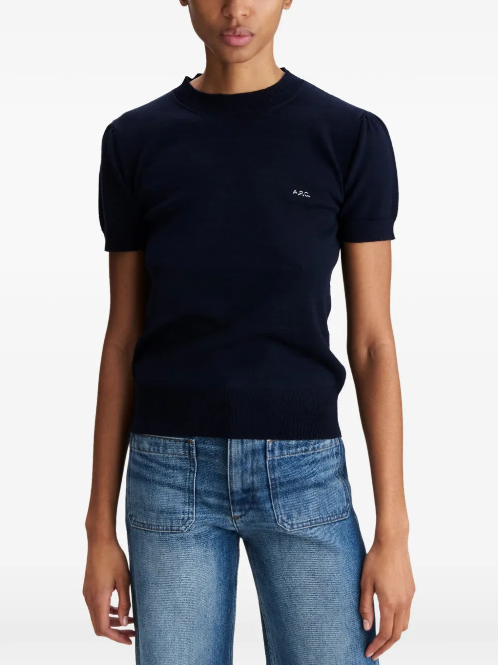 A.P.C. Gia T-shirt met geborduurd logo Blauw