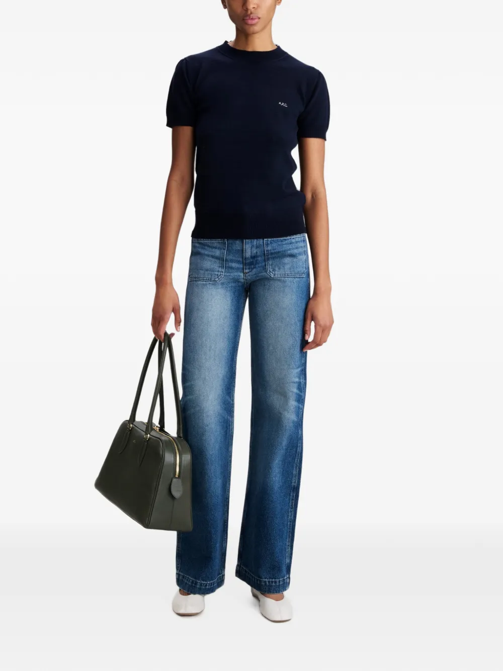 A.P.C. Gia T-shirt met geborduurd logo Blauw