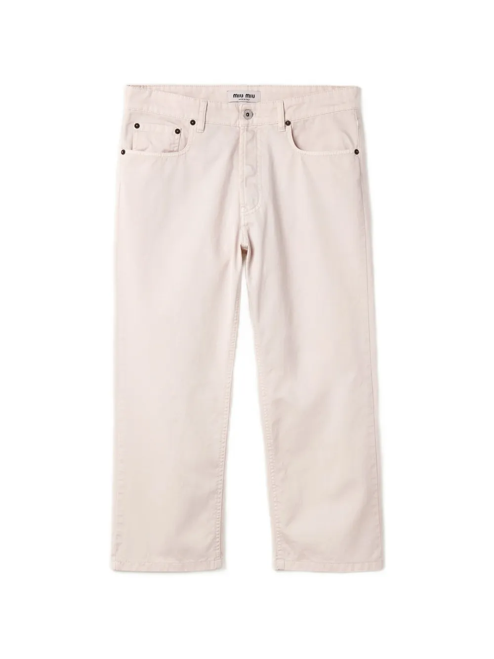 Miu Miu logo-embroidered cotton trousers - Toni neutri