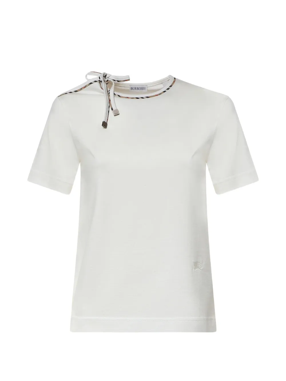 Burberry Check-trim bow-detail T-shirt - Weiß
