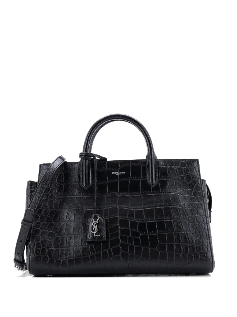Saint Laurent Pre-Owned Rive Gauche Cabas Crocodile Embossed Leather Small satchel - Nero