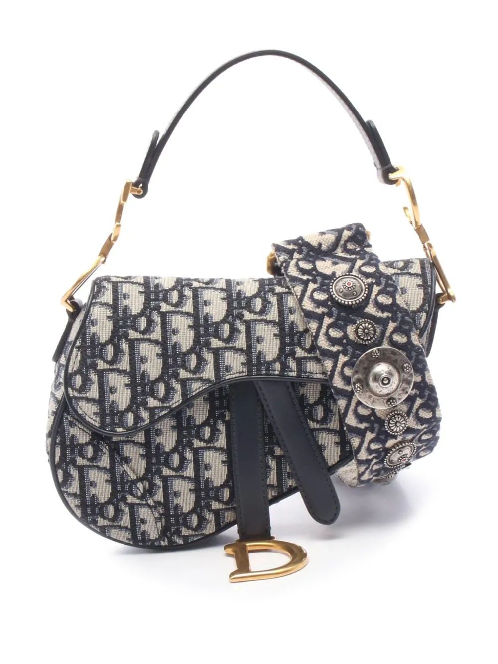 Christian Dior Pre-Owned 2010-2026 Mini Canvas Oblique Saddle satchel - Blau