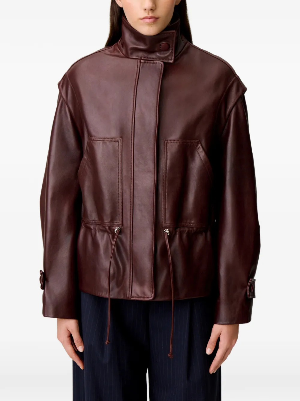 Claudie Pierlot Leren jack met wijde snit Rood