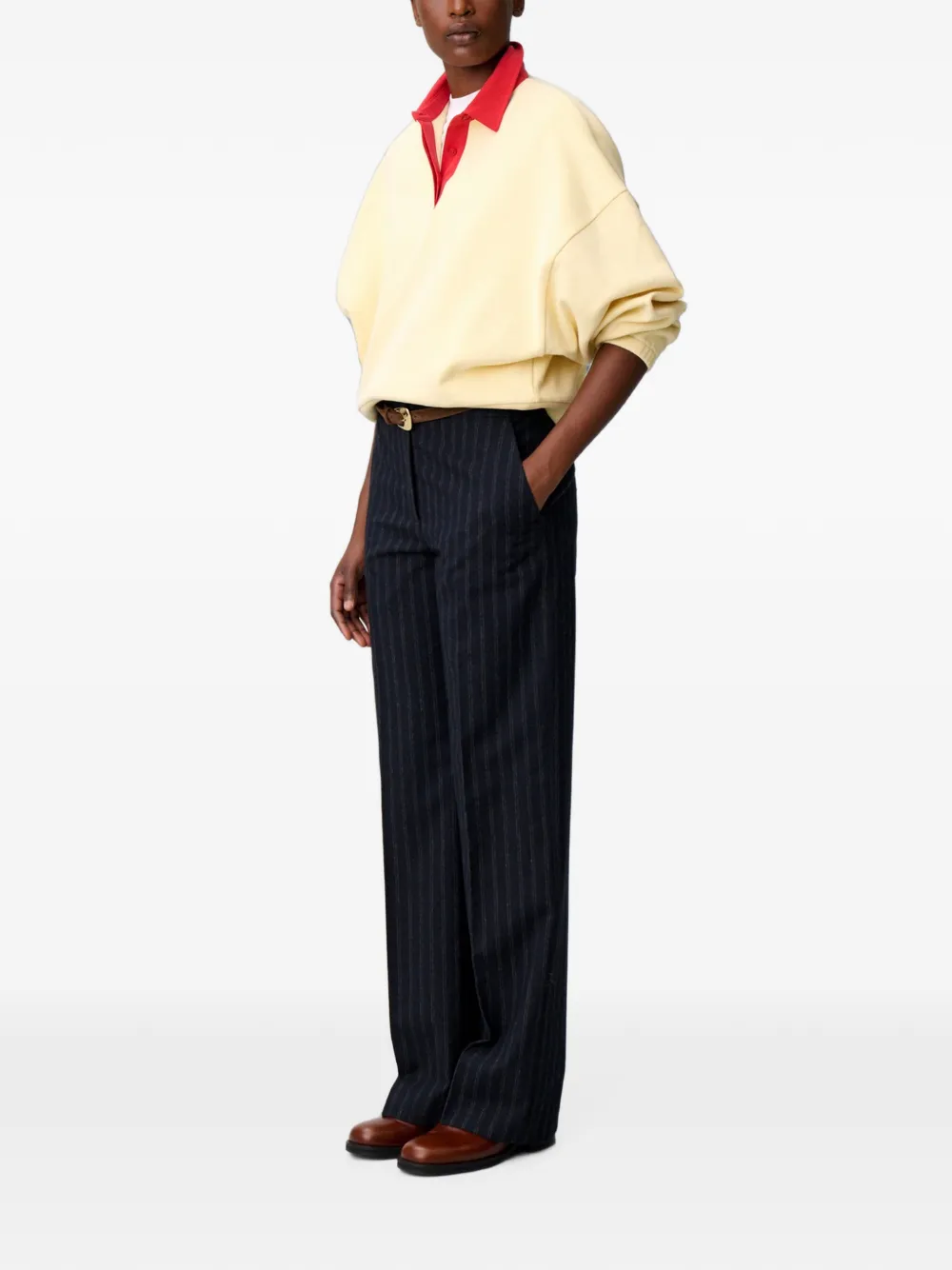 Claudie Pierlot Pantalon met krijtstreep Blauw