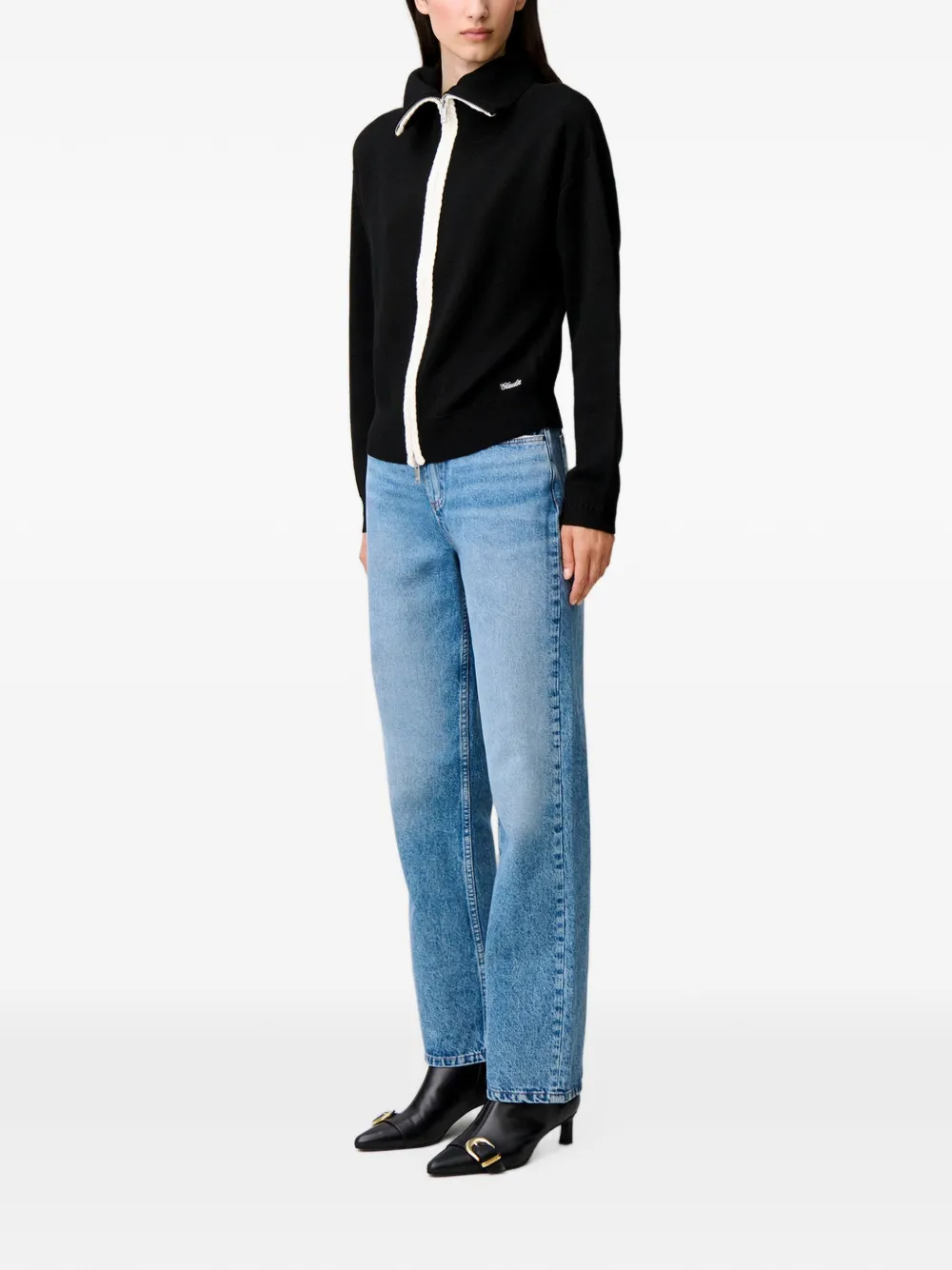 Claudie Pierlot Gebreid vest met rits Zwart