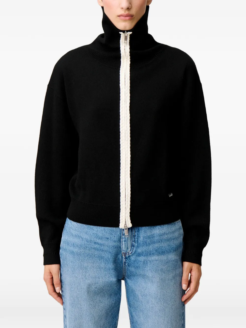 Claudie Pierlot Gebreid vest met rits Zwart