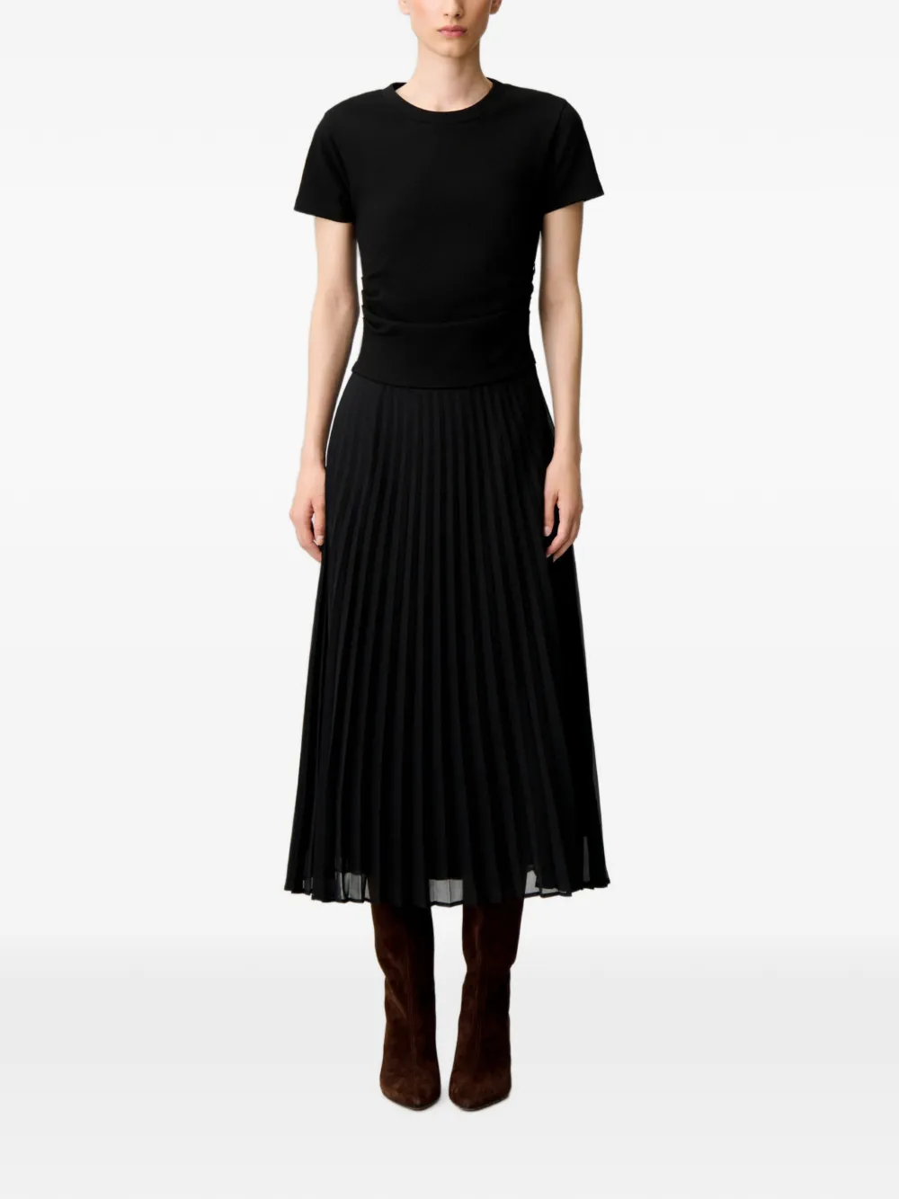 Claudie Pierlot Geplooide midi-jurk Zwart
