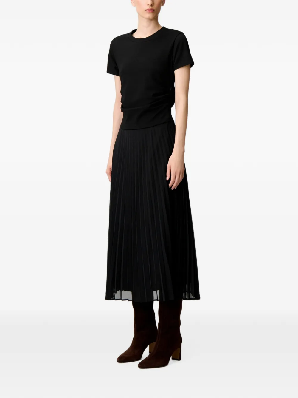Claudie Pierlot Geplooide midi-jurk Zwart