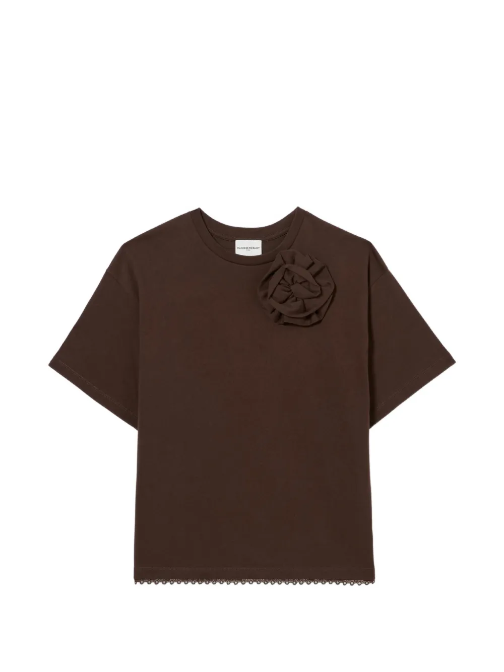 Claudie Pierlot flower-appliqué lace-trim T-shirt