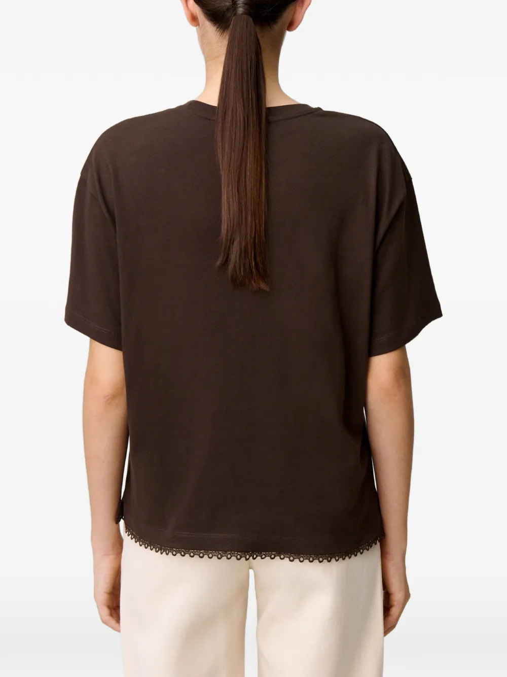 Claudie Pierlot Jersey T-shirt met bloemen Bruin