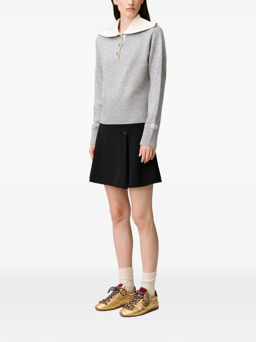 Claudie Pierlot Ruimvallende wollen trui met halve rits Grijs
