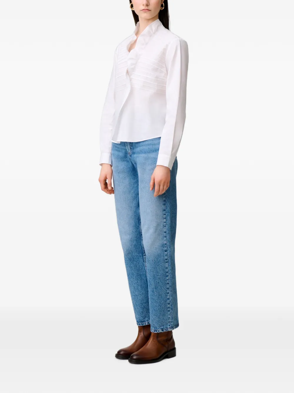 Claudie Pierlot Popeline top met ruches Wit