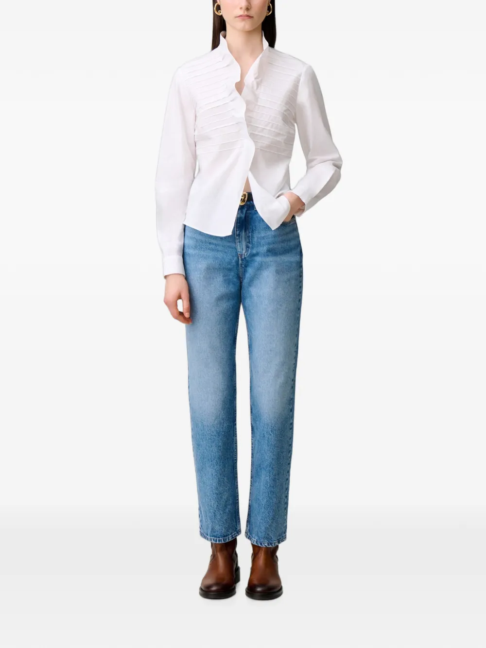 Claudie Pierlot Popeline top met ruches Wit