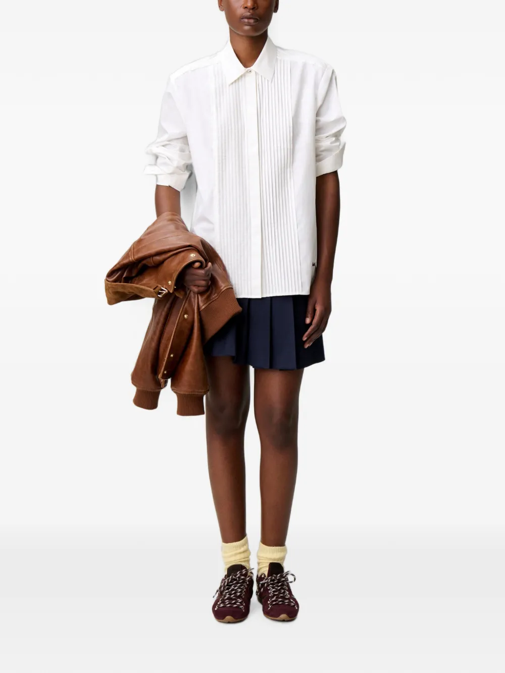Claudie Pierlot Claudie popeline blouse met borduurwerk Wit