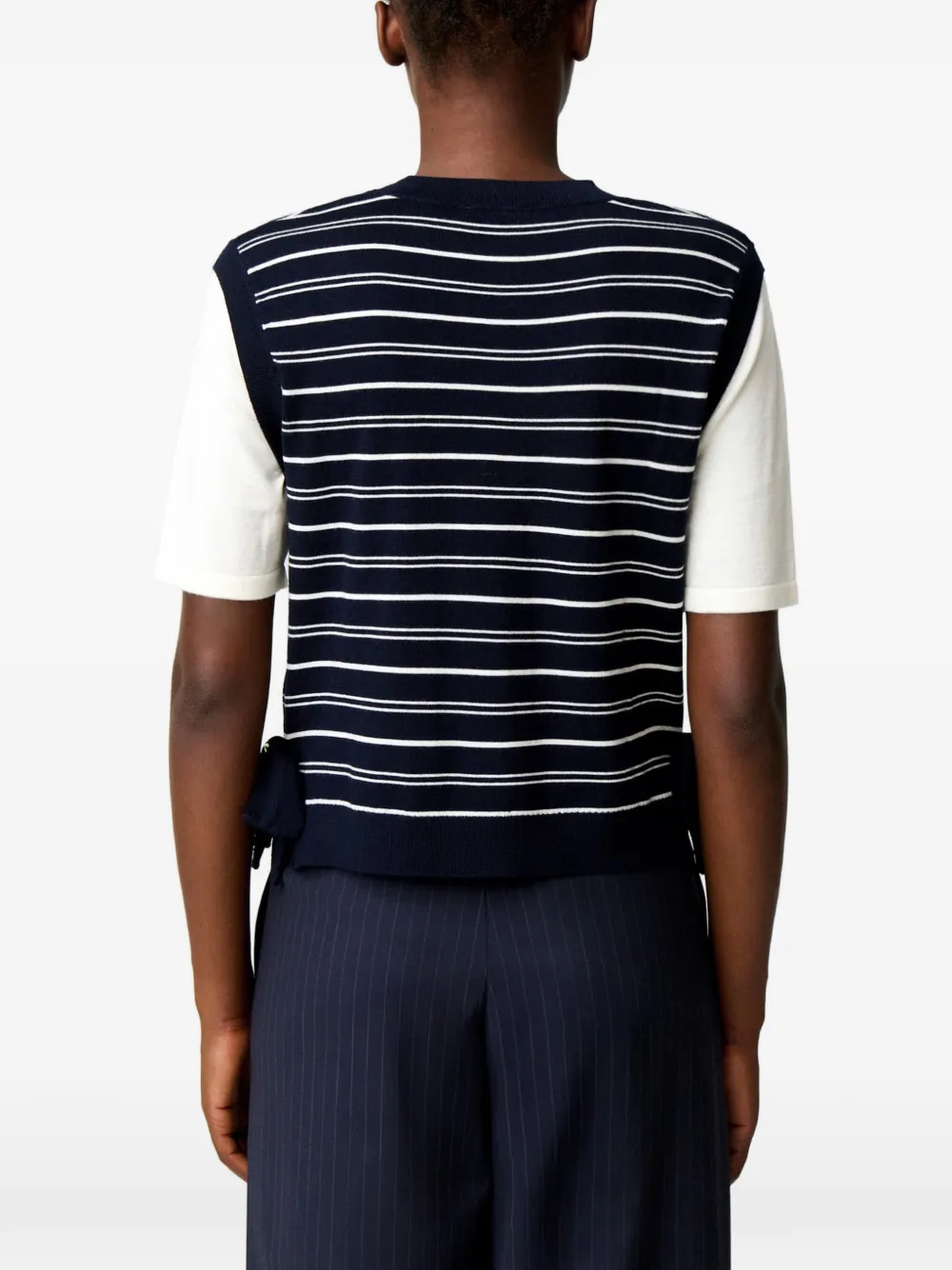 Claudie Pierlot Gestreepte gebreide trui met hart Blauw