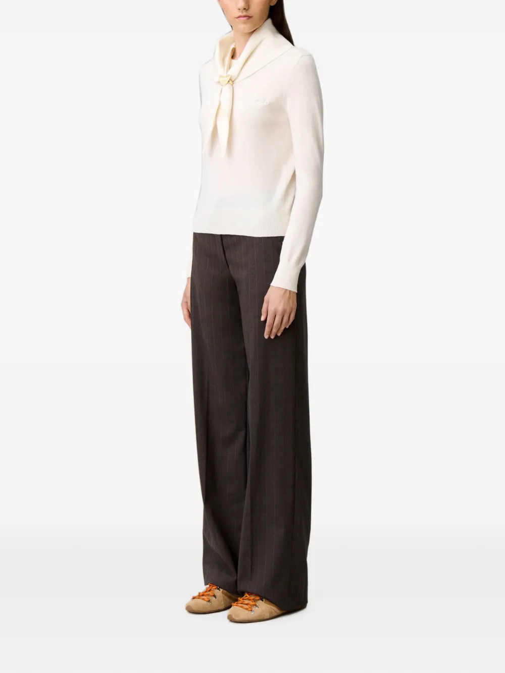 Claudie Pierlot Gebreide trui met afneembare sjaal Beige