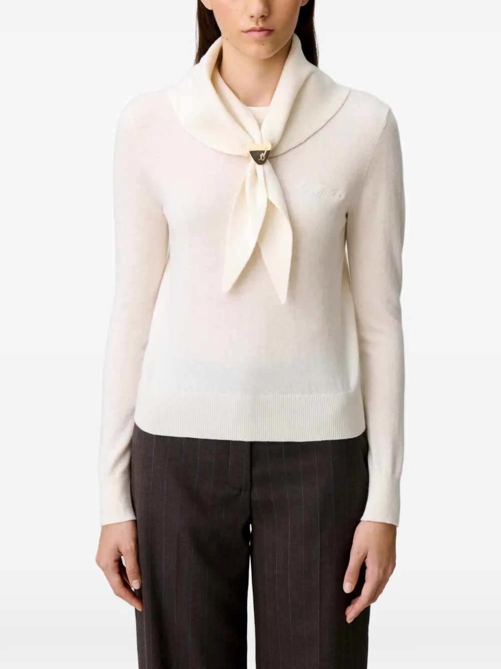 Claudie Pierlot Gebreide trui met afneembare sjaal Beige