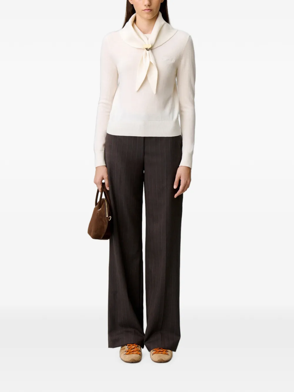 Claudie Pierlot Gebreide trui met afneembare sjaal Beige
