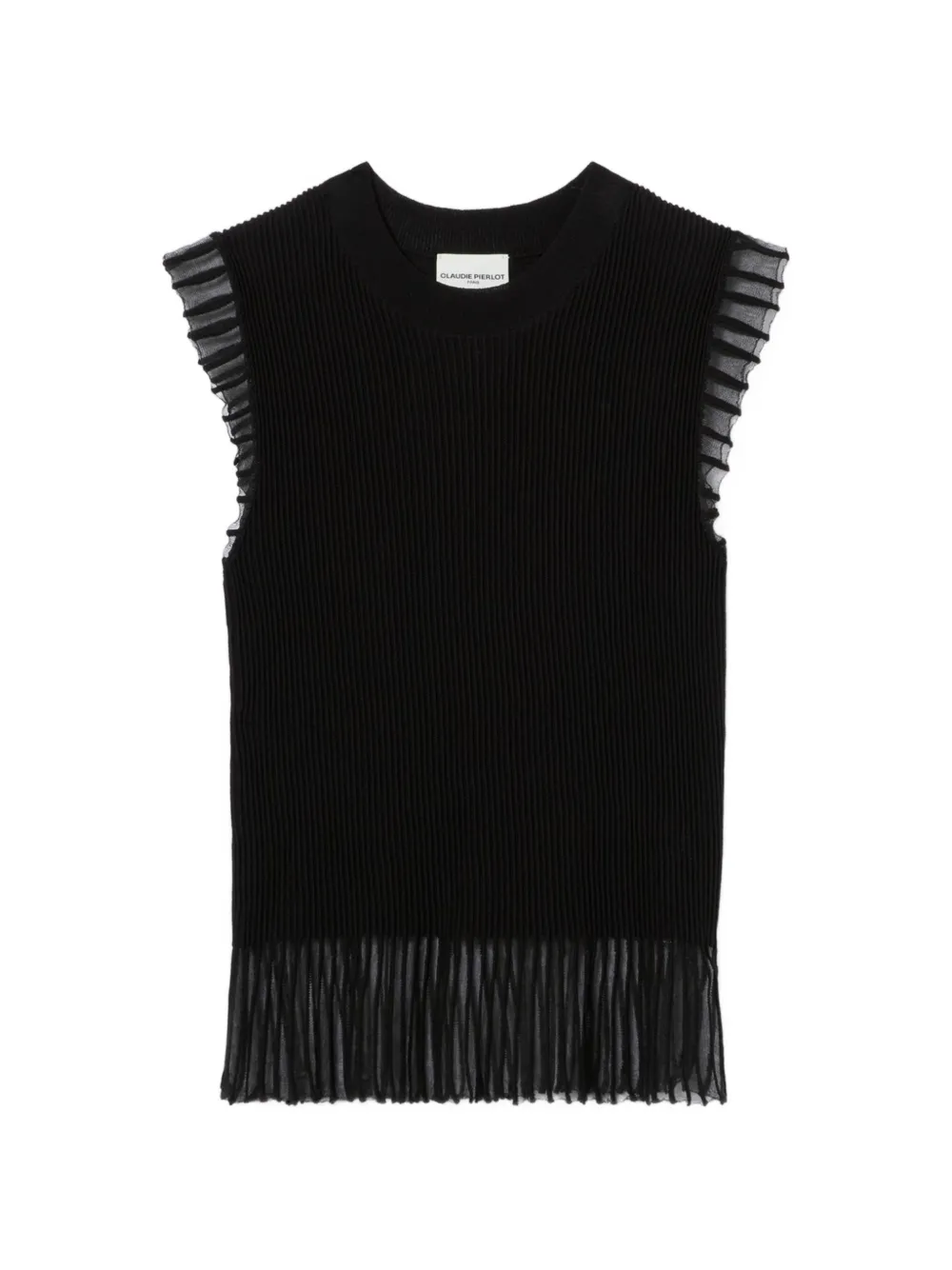 Claudie Pierlot ribbed-knit ruffled top - Nero