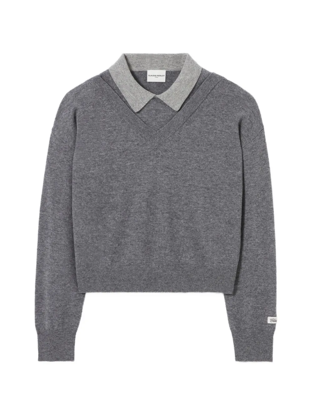 Claudie Pierlot layered-effect V-neck sweatshirt - Grigio