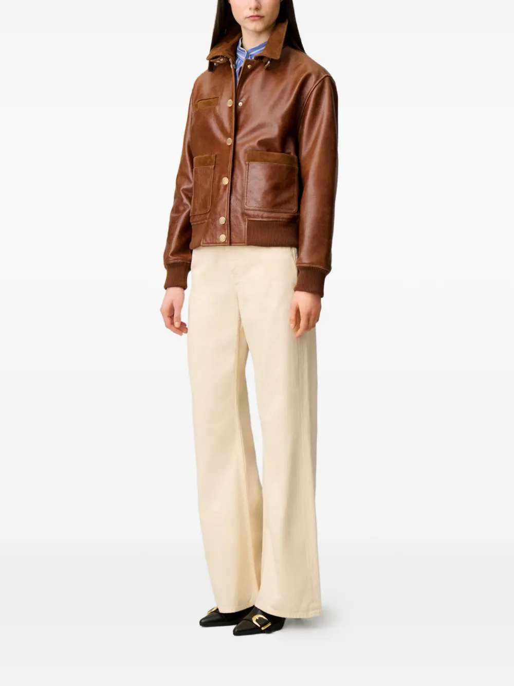 Claudie Pierlot Leren jack Bruin