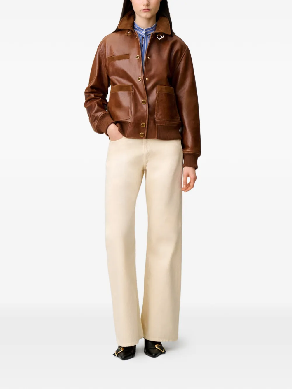 Claudie Pierlot Leren jack Bruin