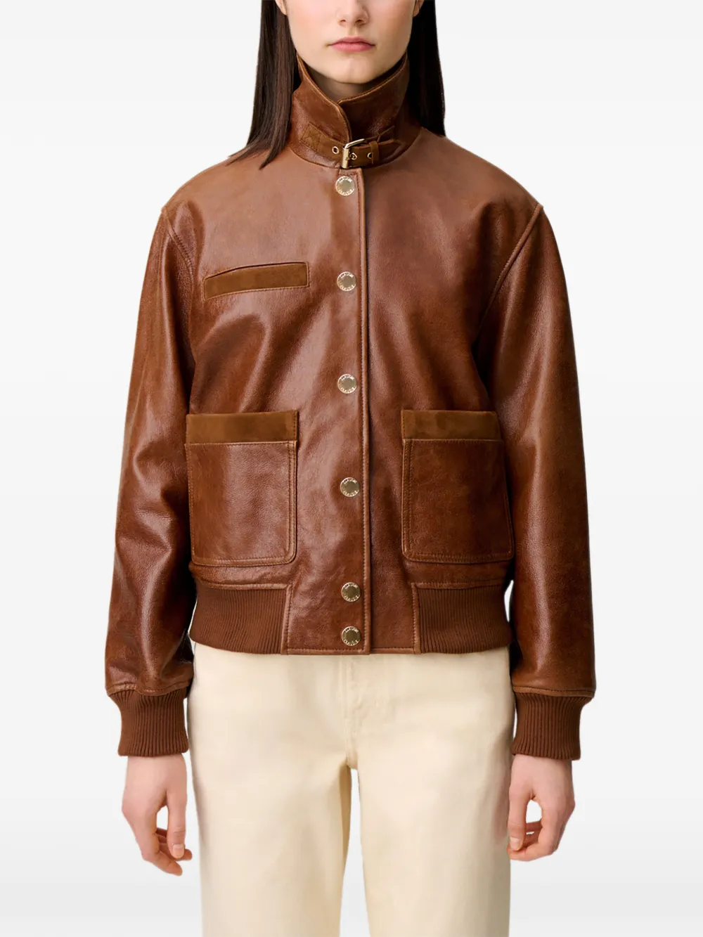 Claudie Pierlot Leren jack Bruin