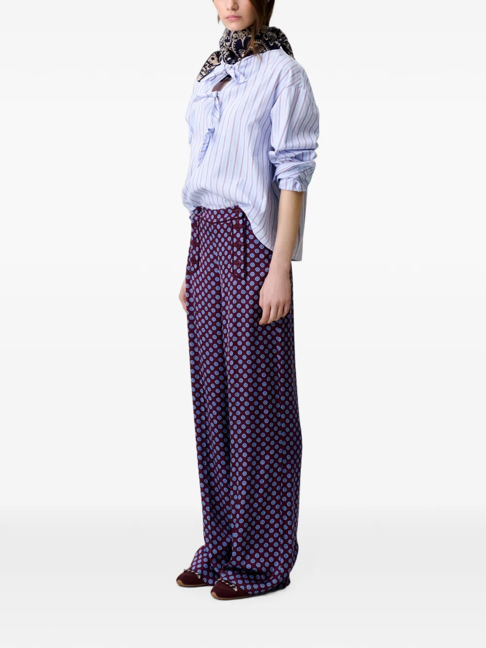 Claudie Pierlot Sailor satijnen broek Rood