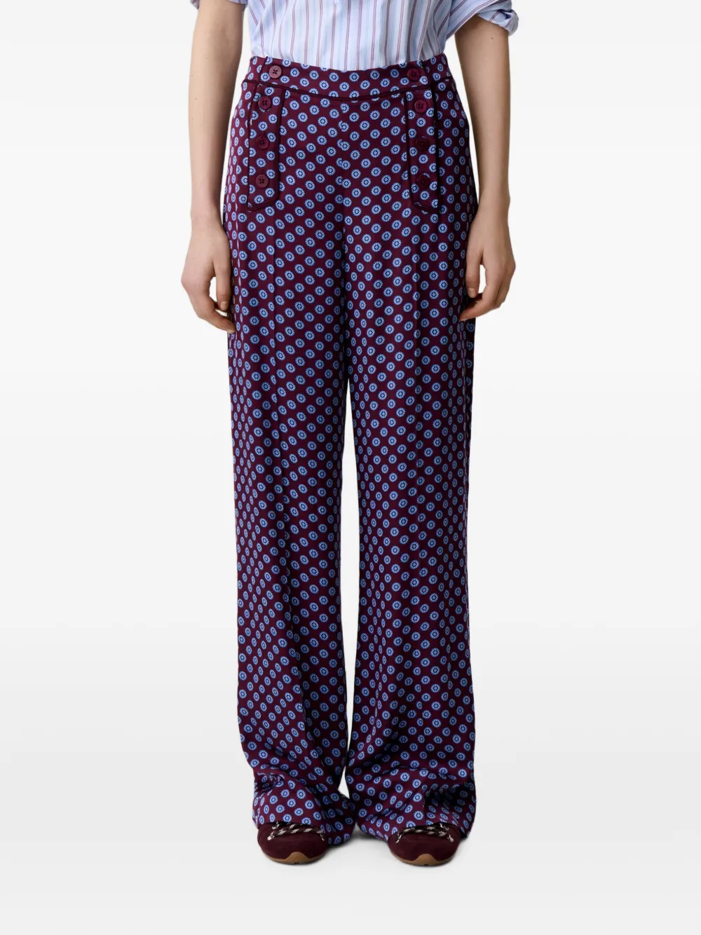 Claudie Pierlot Sailor satijnen broek Rood