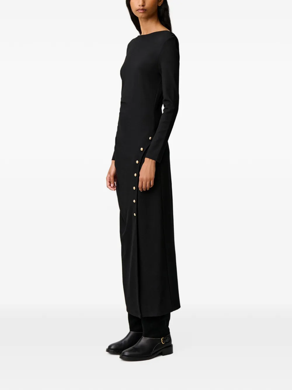 Claudie Pierlot long fitted jersey dress Zwart