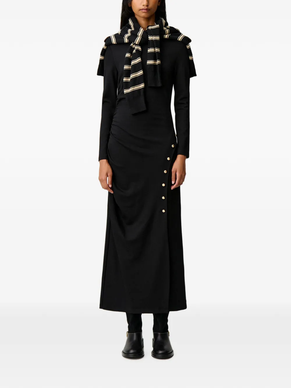 Claudie Pierlot long fitted jersey dress Zwart