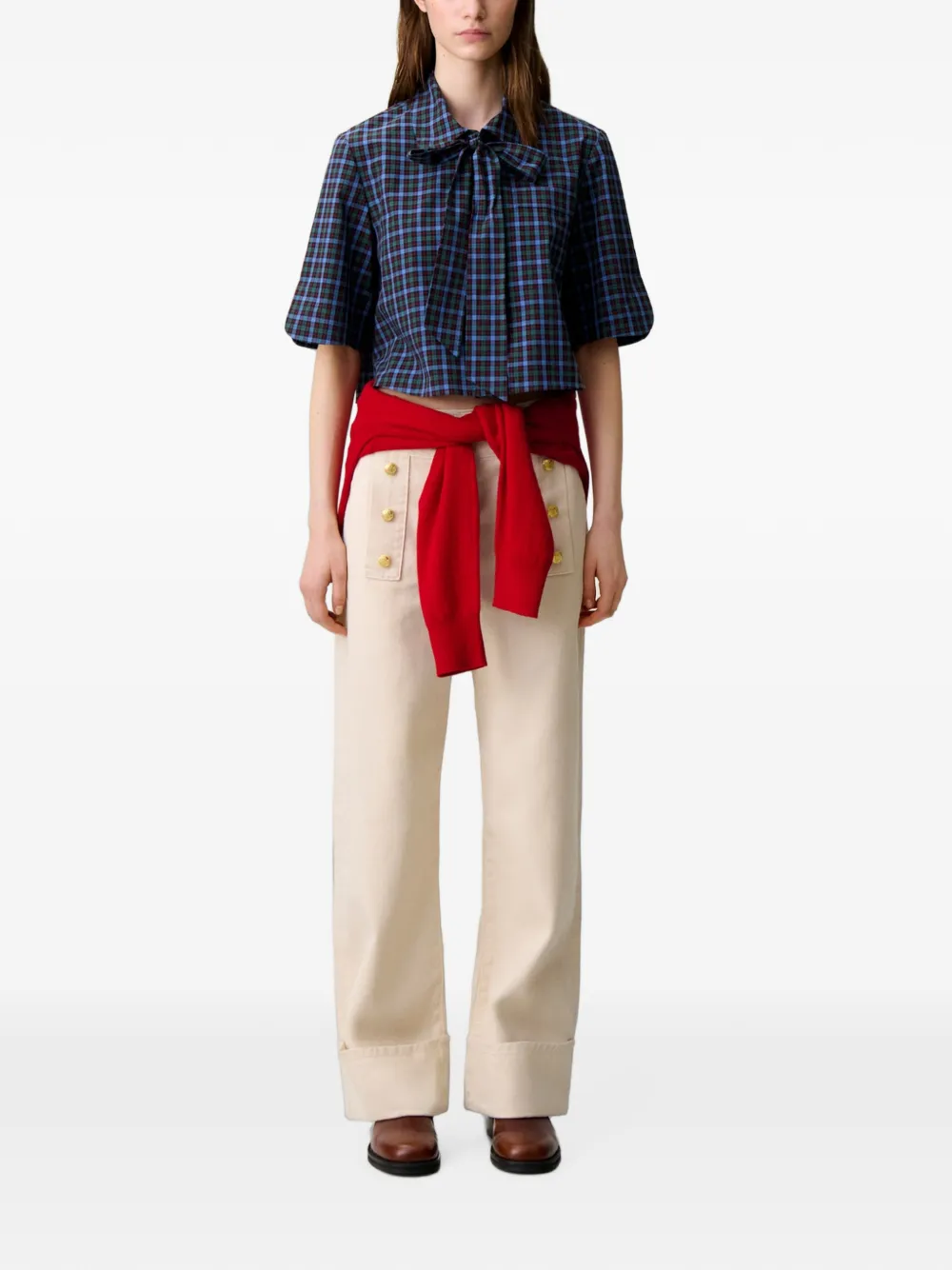 Claudie Pierlot Geruite blouse Groen