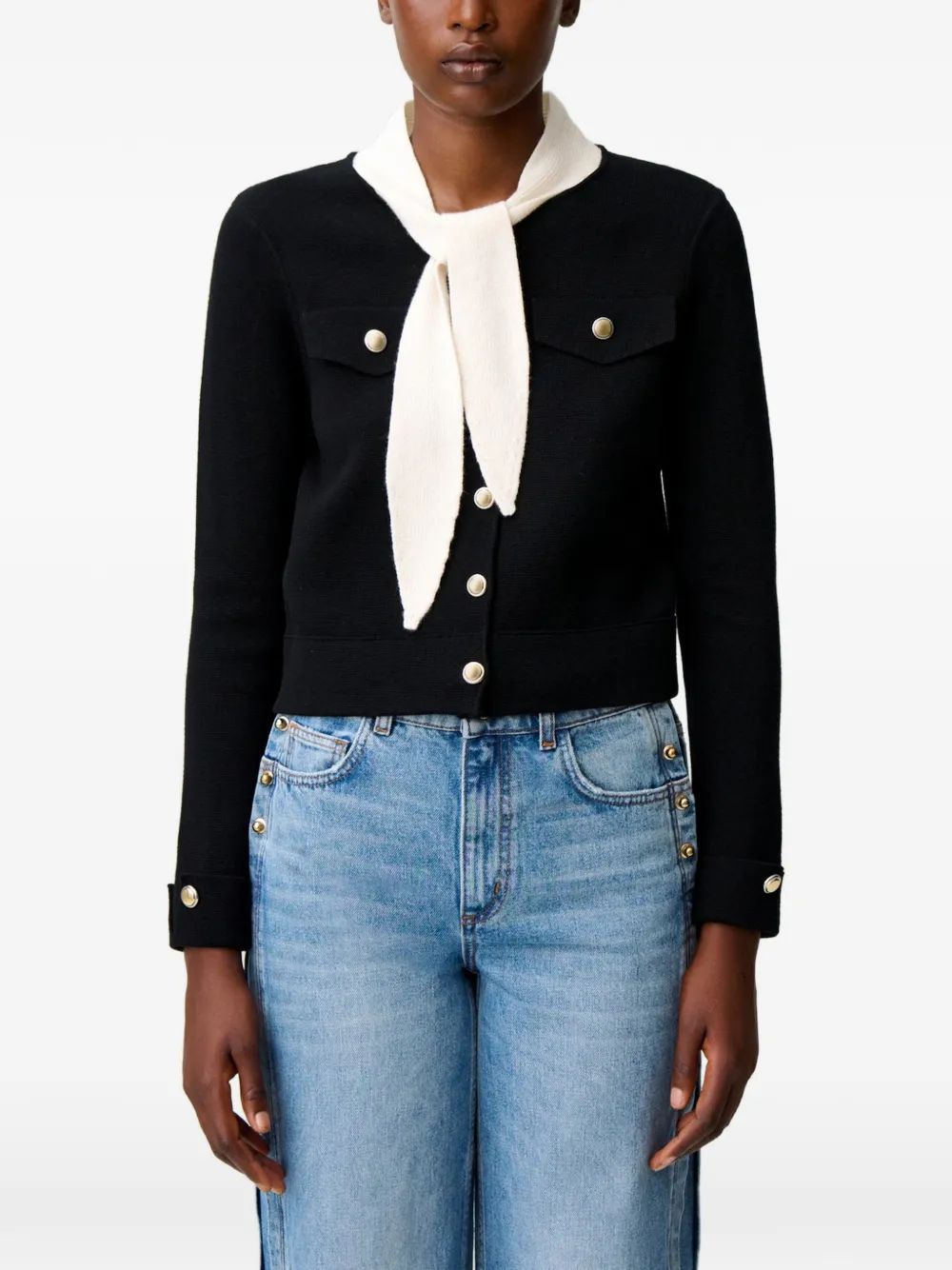 Claudie Pierlot Grofgebreid vest Zwart