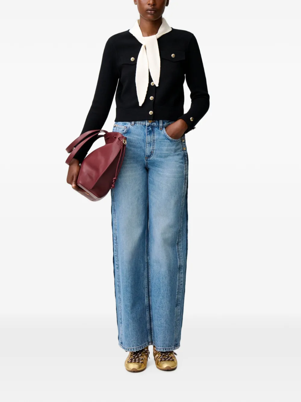 Claudie Pierlot Grofgebreid vest Zwart
