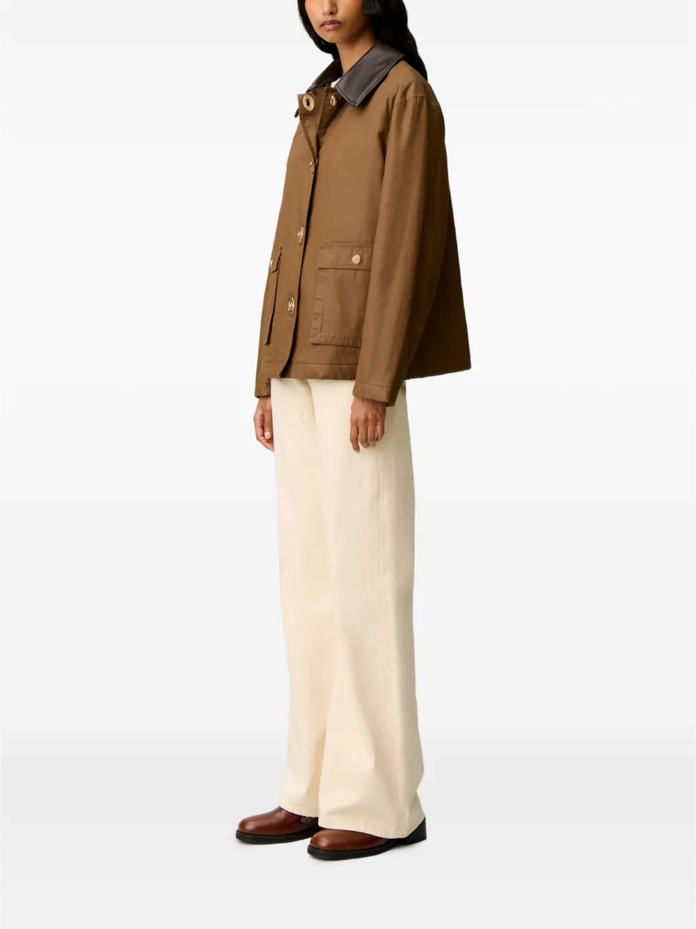 Claudie Pierlot Korte gewaxte parka Bruin