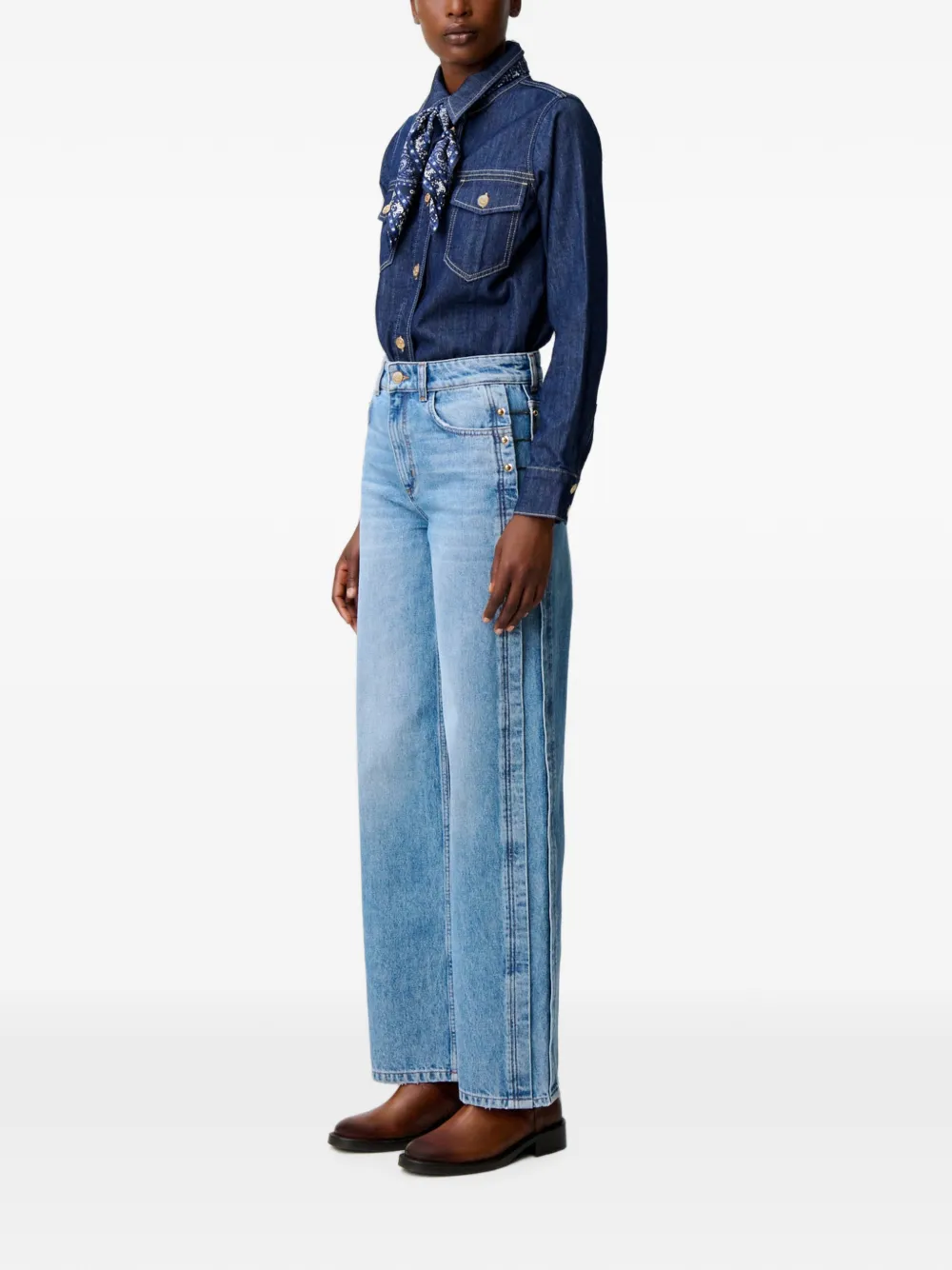 Claudie Pierlot Jeans van biologisch katoen met gouden details Blauw