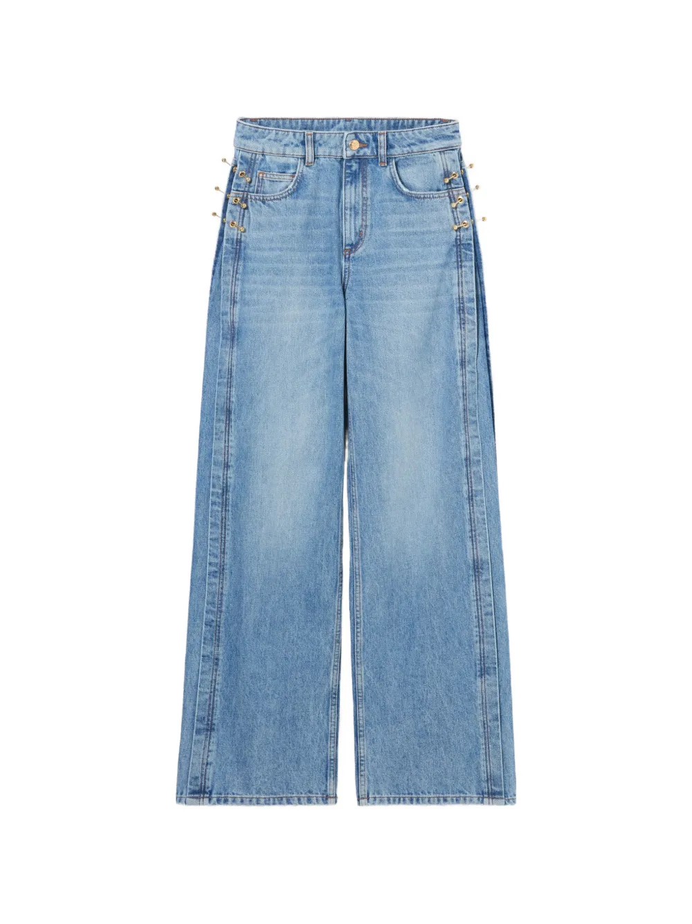 Claudie Pierlot organic cotton jeans gold details - Blu
