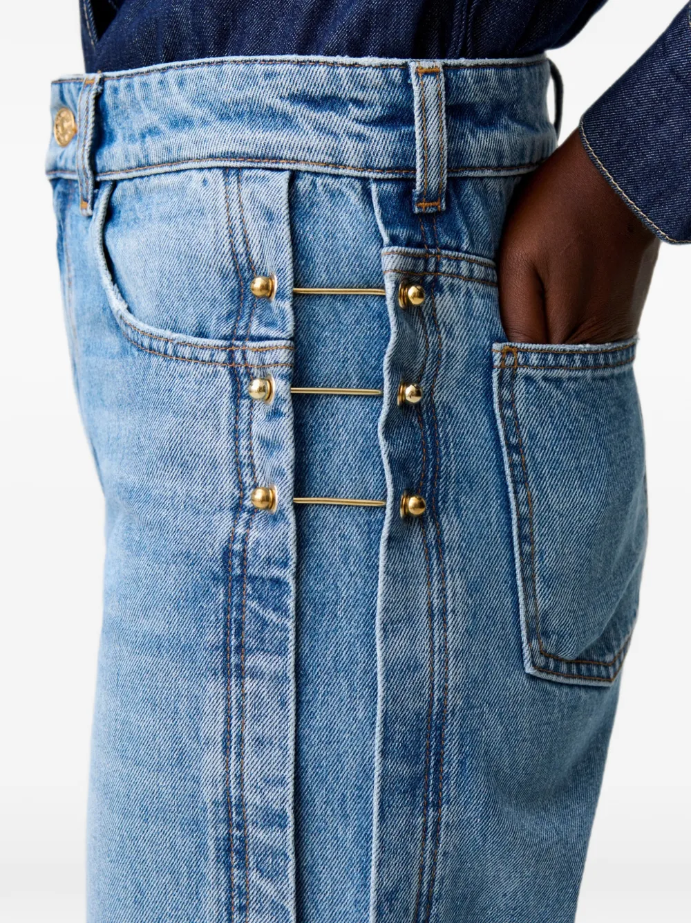 Claudie Pierlot Jeans van biologisch katoen met gouden details Blauw
