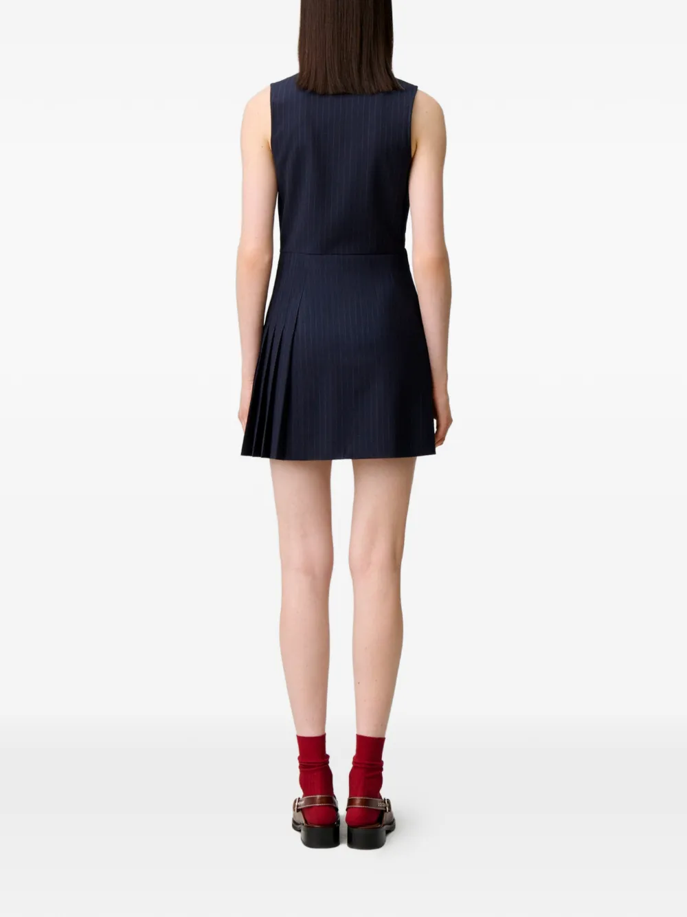 Claudie Pierlot Mouwloze jurk met krijtstreep Blauw