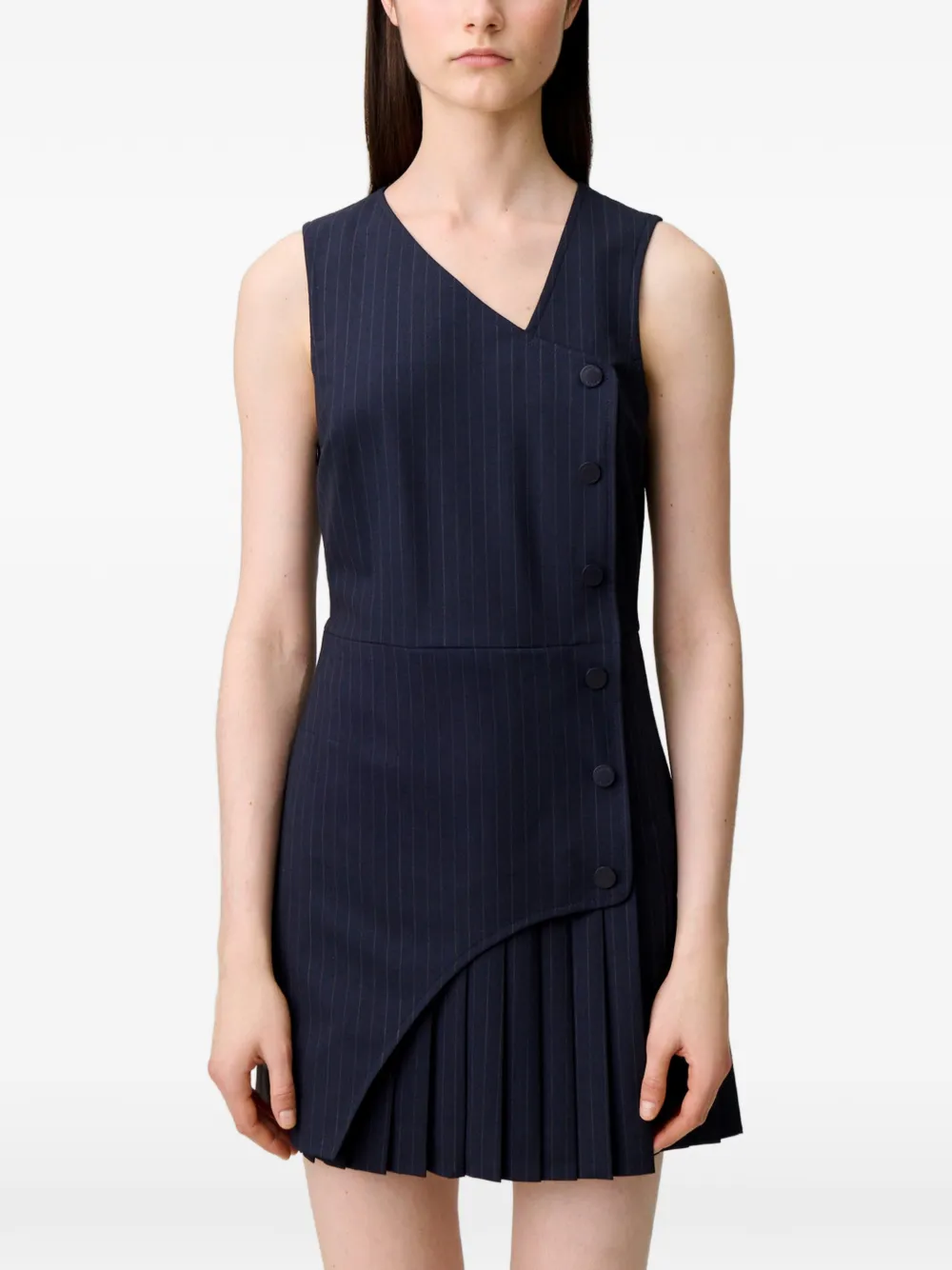 Claudie Pierlot Mouwloze jurk met krijtstreep Blauw