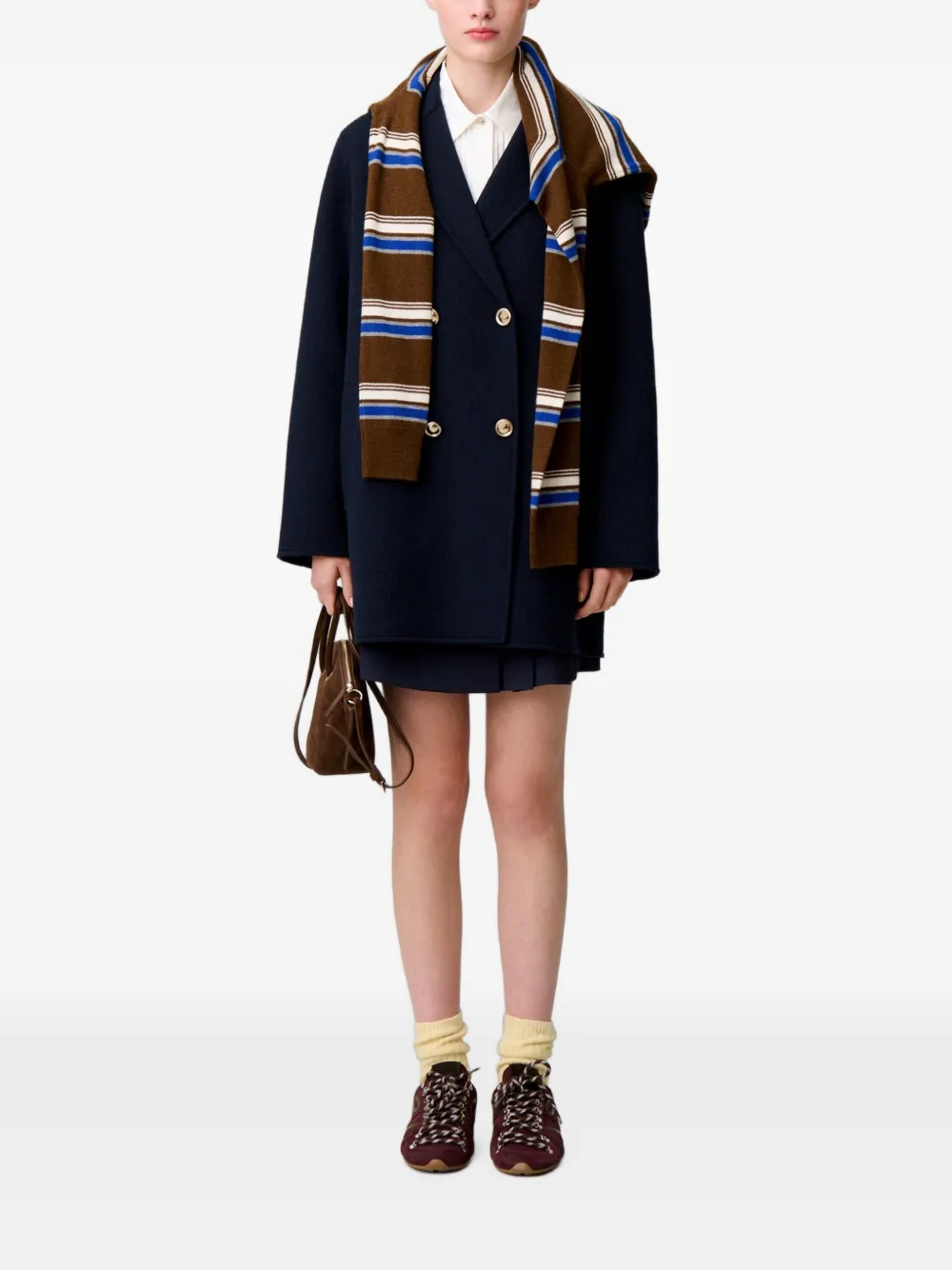 Claudie Pierlot Wollen jas met getailleerde kraag Blauw