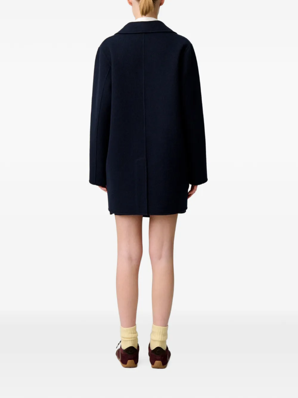 Claudie Pierlot Wollen jas met getailleerde kraag Blauw