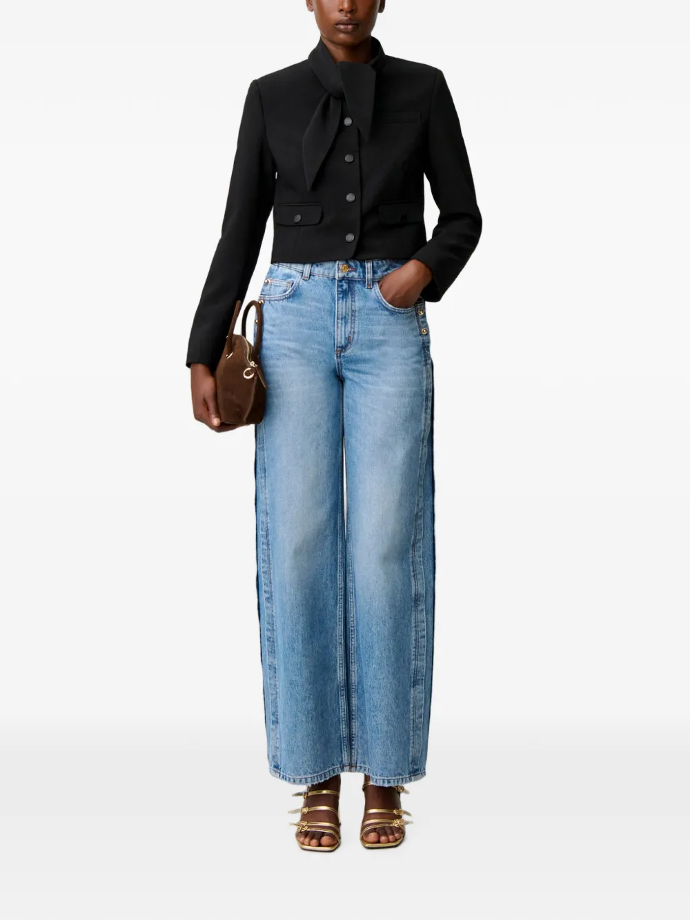 Claudie Pierlot Jack met afneembare sjaalkraag Zwart