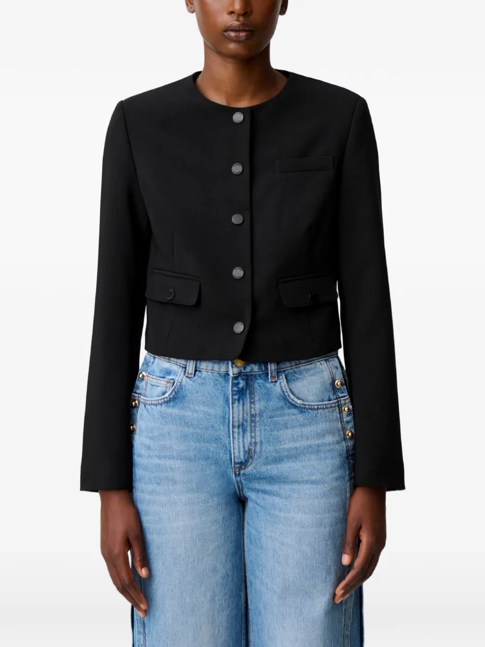 Claudie Pierlot Jack met afneembare sjaalkraag Zwart