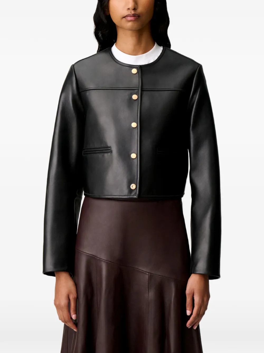 Claudie Pierlot Leren jack Zwart